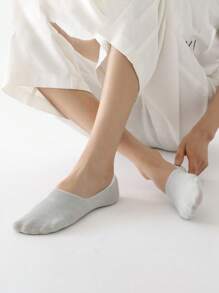 5 pares de calcetines invisibles de verano sin cordón para mujer con malla de silicona antideslizante en color sólido (sin cartón)