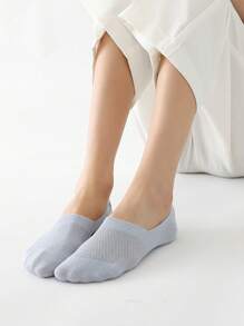 5 pares de calcetines invisibles de verano sin cordón para mujer con malla de silicona antideslizante en color sólido (sin cartón)