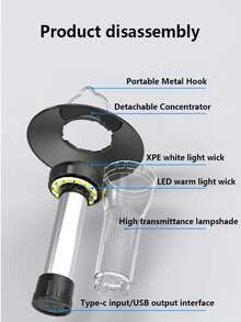 1pc Outdoor Portable Lighthouse Multifunctional Camping LED Light With Tripod, Maintenance Emergency Warning Light, Suitable For Outdoor Emergency, Camping, Tent And Other Scenes, Outdoor Garden Lighting For Pathway, Yard, Patio - Black - View 4