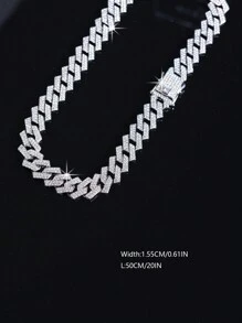 CVNANA 1 件歐美時尚嘻哈鑲鑽嘻哈風格男士饒舌潮流項鍊各種尺寸 - 銀色 - 查看 13
