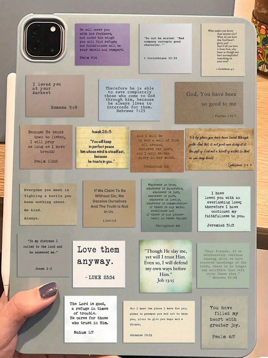 50pcs Bible Verse Vinyl Stickers Decorative Stickers For Water Bottle, Computer, Notebook, Luggage, Phone, Laptop Bike Skateboard - Multicolor - View 1