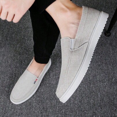 Men Casual Canvas Shoes, Summer Breathable Lightweight Low Top Sneakers, Versatile