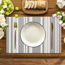 1入組防水耐擦拭PU餐墊，適用於桌面裝飾、廚房和桌布，適用於聖誕晚餐、咖啡墊 - 彩色 - 查看 4