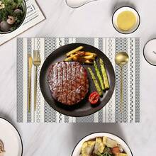 1入組防水耐擦拭PU餐墊，適用於桌面裝飾、廚房和桌布，適用於聖誕晚餐、咖啡墊 - 彩色 - 查看 3