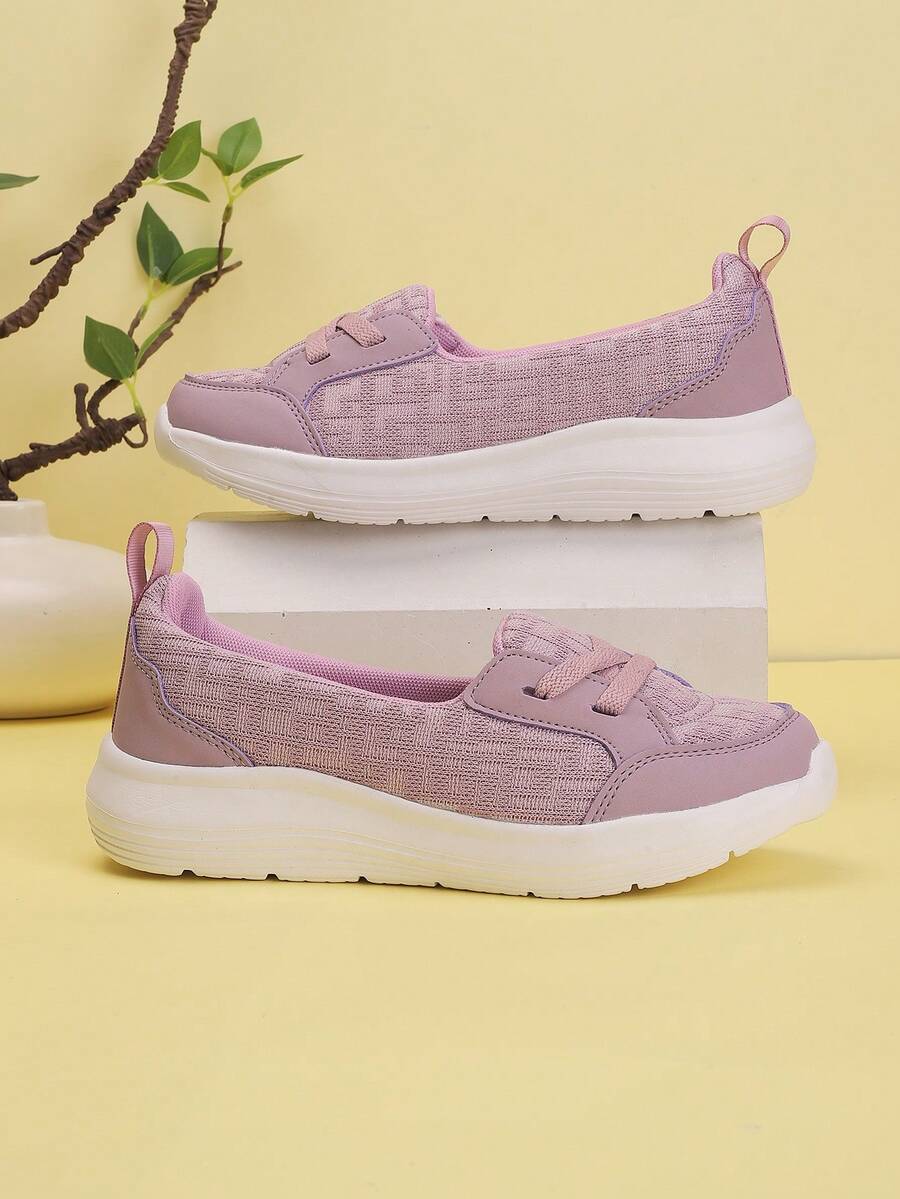 Giày thể thao vải nữ cỡ lớn mùa hè, Giày đi làm chống trượt nhẹ thoải mái có đế mềm, Giày đế bệt để đi bộ tập thể dục - Màu tím hoa cà - Xem 1