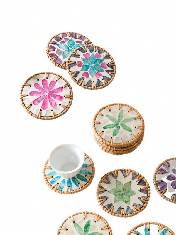1 posavasos tejido de concha marina, en estilo del sudeste asiático, aislante del calor, para mesa de té y como manta antideslizante de conchas