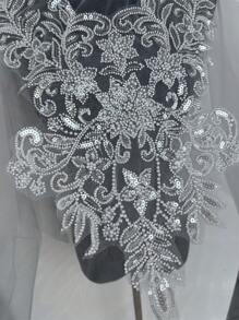 1 Piece Of Exquisite Flower Pattern Embroidery With Lace Applied To Wedding Dresses, Bridal Dresses, Dance Costumes, And Other Unique Additions - White - View 6