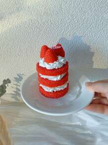 1pc Small Cake Scented Candle Decorative Candlestick Holiday Companion Gift Cake Scented Flower Shaped Lovely Birthday Candle - Red - View 5