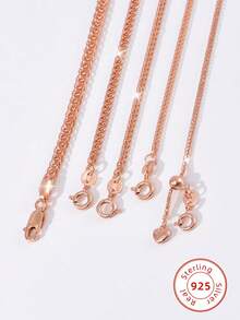 玫瑰金女士項鍊，S925純銀鎖骨頸鍊，粗金銀鏈毛衣項鍊 - 玫瑰金 - 查看 3