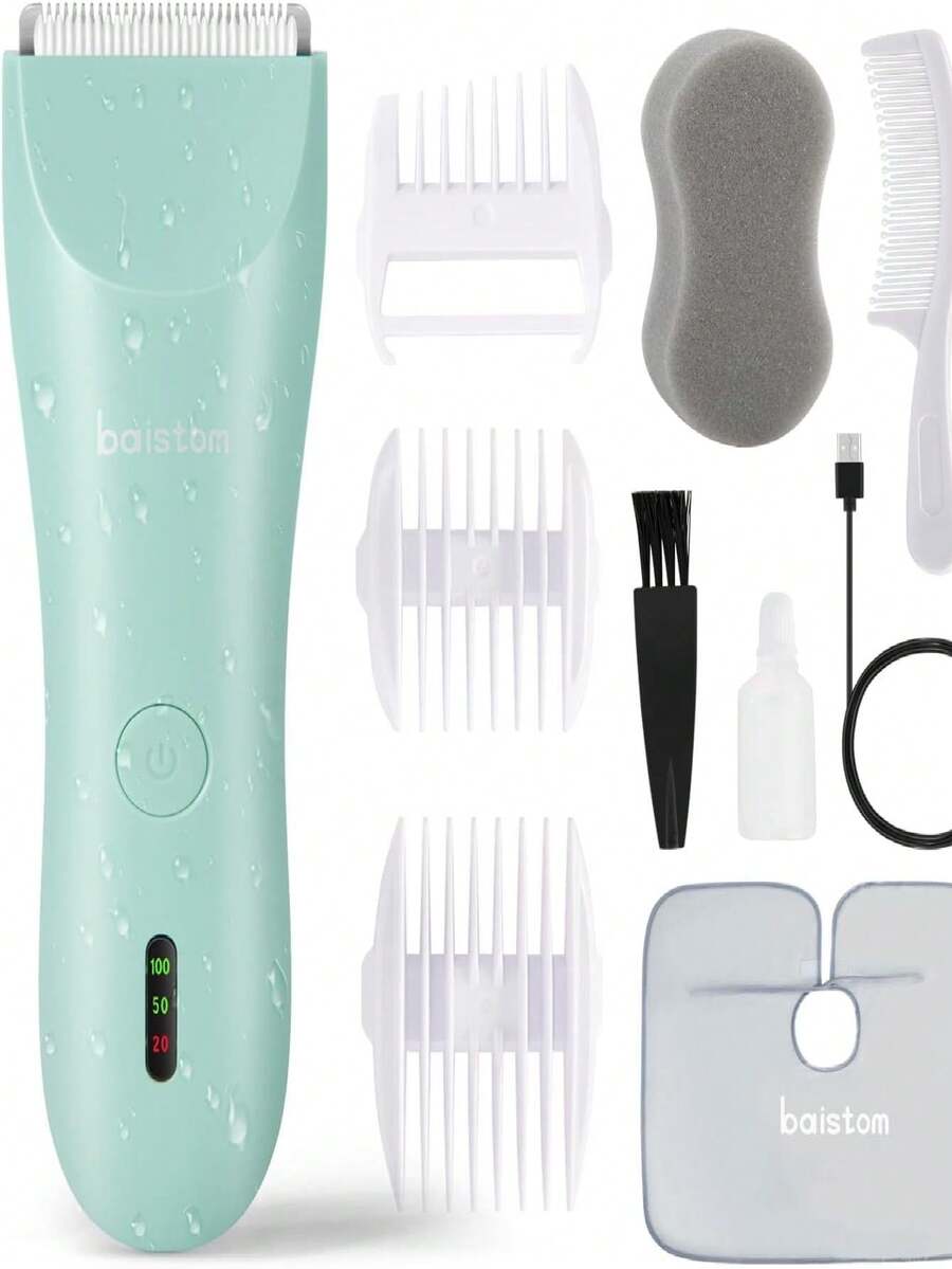 Cortapelos Silenciosos para Bebe y Niños, Máquinas de Corte de Pelo Eléctricas, Kits Corte de Pelo Recargables Inalámbricos Impermeable - verde menta - Ver 1
