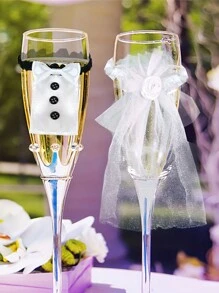2 piezas/par de Copas de boda - Elegantes copas para la novia y el novio, perfectas para despedidas de soltera, bodas y aniversarios - Excelentes accesorios para fotos y decoraciones de mesa - Regalo ideal para fiestas, cumpleaños y ocasiones especiales