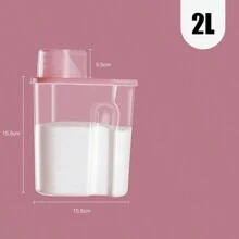 One Large Capacity Laundry Detergent Powder Storage Box With Lid, Household Plastic Canister For Food Storage - Pink - View 5