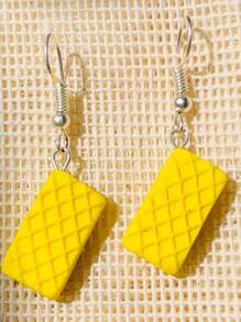 Earrings, Dangle Earrings With Fun, Cute Cookie Design - Yellow - View 1