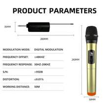 Micrófono inalámbrico universal con amplificador de audio para el hogar, consola de mezcla, transmisión en vivo, micrófono todo en  con capacidad de  a dos. - Dorado - Ver 12
