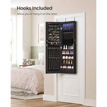 Wall-Mounted Jewelry Armoire Cabinet With 6 LEDs - 墨黑 - 查看 7