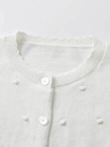 兒童針織針織開衫，少女空調薄外套，輕盈時尚卡迪根夾克 - 白色 - 查看 3