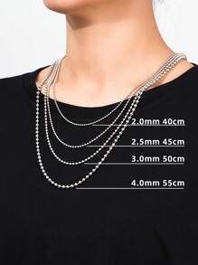 S925 Bạc tinh khiết Vòng cổ đính cườm Đơn giản Và Linh hoạt Phong cách ins Nữ Và Nam người mẫu Dài Áo len Chuỗi Xương quai xanh Chuỗi Có thể Phù hợp Với Mặt dây chuyền - Dây chuyền bạc S925 - Xem 14