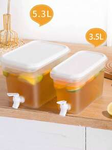 1pc Large Capacity Fridge Pitcher With Spigot, Lemon Water/Fruit Tea Beverage Dispenser, Summer Ice Water Cooler Bucket