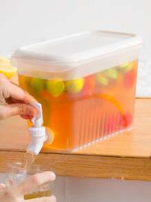 1pc Large Capacity Fridge Pitcher With Spigot, Lemon Water/Fruit Tea Beverage Dispenser, Summer Ice Water Cooler Bucket