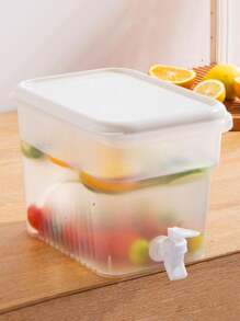 1pc Large Capacity Fridge Pitcher With Spigot, Lemon Water/Fruit Tea Beverage Dispenser, Summer Ice Water Cooler Bucket