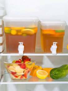 1pc Large Capacity Fridge Pitcher With Spigot, Lemon Water/Fruit Tea Beverage Dispenser, Summer Ice Water Cooler Bucket