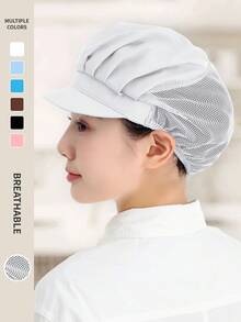 Gorro de cocina con estilo coreano transpirable, gorro de chef de cocina, gorro de higiene de alimentos, gorro de fábrica de taller, gorro de camarero, gorro de trabajo de trabajador, gorro de cocina. - A - Ver 3