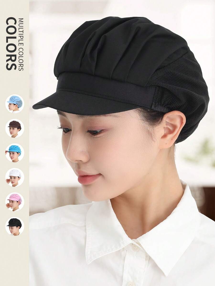 Gorro de cocina con estilo coreano transpirable, gorro de chef de cocina, gorro de higiene de alimentos, gorro de fábrica de taller, gorro de camarero, gorro de trabajo de trabajador, gorro de cocina. - A - Ver 1