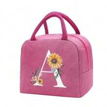 Bolso bandolera portacomidas de gran capacidad, impermeable y refrigerante. Adecuado para hombres, estudiantes, con bolsillos laterales. Bolso bandolera, bolso de hombro, con diseño de letra inicial del alfabeto de la A a la Z y con estampado de mariposa. Bolso de lona portátil para comida, organizador, bolso refrigerante para oficina, trabajo, escuela, maestros, mujeres, señoras.