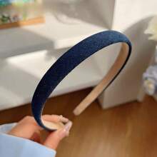 1 stuk Koreaanse vintage denim hoofdband, brede effen haaraccessoires met brede rand voor dames, haarband, haarringen