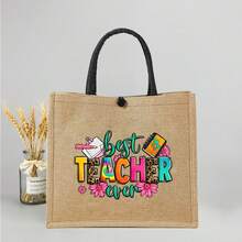 1/2 套包括印花手提包和零钱包，送给老师的最佳礼物，女伴娘的个性化婚礼礼品包，化妆包，旅行储物袋，纯色化妆钱包便携式休闲储物手提包，多功能购物袋，新设计，购物的理想选择，教师节最好的教师礼物，圣诞节最好的教师礼物，感恩节礼物，圣诞节最好的教师礼物 - 卡其色 - 查看 4