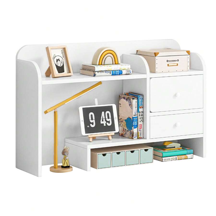 Étagère De Bureau Réglable En Bois - Organiseur à Deux Sections Modulables - Pour Rangement Livres, Décoration, Fournitures
