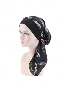 1pc Solid Color Faux Silk Headscarf Hat With Elastic Band And Braided Detail, Wide Brimmed Pirate Hat, Chemotherapy Cap Silk Bonnet Satin Bonnet - Multicolor - View 27