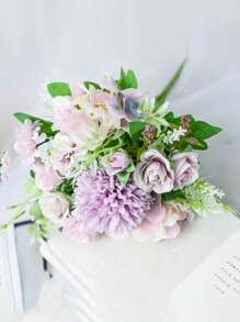 1pc Fake Rose Bouquet For Home Decor, Wedding Decoration, Photography Props