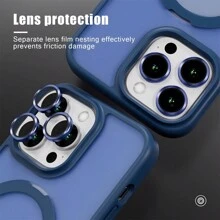 Hadaasi 1 个海军蓝磁性枢轴支架，带合金镜头膜，磨砂肌肤触感 PC+硅胶 TPU 二合一，带隐藏式可旋转磁性金属可折叠指环支架，超薄防震半透明磨砂防指纹气囊防摔手机壳，兼容 Apple 17Pro/17ProMax/17Air/17/16Pro/16ProMax/16Plus/16/15Pro/15ProMax/15Plus/15/14Pro/14ProMax/14Plus/14/13Pro/13ProMax/12Pro/12ProMax/12/11ProMax/11/11Pro 防水防刮