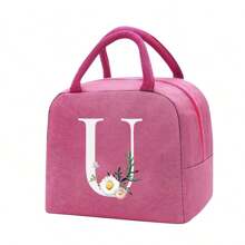Bolso bandolera portacomidas de gran capacidad, impermeable y refrigerante. Adecuado para hombres, estudiantes, con bolsillos laterales. Bolso bandolera, bolso de hombro, con diseño de letra inicial del alfabeto de la A a la Z y con estampado de mariposa. Bolso de lona portátil para comida, organizador, bolso refrigerante para oficina, trabajo, escuela, maestros, mujeres, señoras.