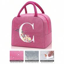 Bolso bandolera portacomidas de gran capacidad, impermeable y refrigerante. Adecuado para hombres, estudiantes, con bolsillos laterales. Bolso bandolera, bolso de hombro, con diseño de letra inicial del alfabeto de la A a la Z y con estampado de mariposa. Bolso de lona portátil para comida, organizador, bolso refrigerante para oficina, trabajo, escuela, maestros, mujeres, señoras.