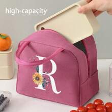Bolso bandolera portacomidas de gran capacidad, impermeable y refrigerante. Adecuado para hombres, estudiantes, con bolsillos laterales. Bolso bandolera, bolso de hombro, con diseño de letra inicial del alfabeto de la A a la Z y con estampado de mariposa. Bolso de lona portátil para comida, organizador, bolso refrigerante para oficina, trabajo, escuela, maestros, mujeres, señoras.