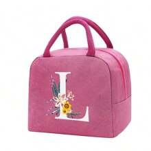Bolso bandolera portacomidas de gran capacidad, impermeable y refrigerante. Adecuado para hombres, estudiantes, con bolsillos laterales. Bolso bandolera, bolso de hombro, con diseño de letra inicial del alfabeto de la A a la Z y con estampado de mariposa. Bolso de lona portátil para comida, organizador, bolso refrigerante para oficina, trabajo, escuela, maestros, mujeres, señoras.