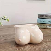 1個創意手繪陶瓷煙灰缸，裝飾藝術煙灰缸，適用於家庭辦公桌面 - 粉色 - 查看 1