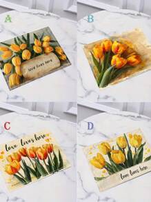 1/4 pièces Sets de table à motifs de tulipes conviennent pour les vacances, dessous de verre résistants à la chaleur, tapis de café, tapis de tasse, tapis de bol, faciles à nettoyer, idéaux pour les fêtes, les fermes, les hôtels, les restaurants et la décoration de cuisine domestique. - 4 morceaux de sets de table - Voir 9
