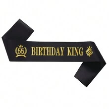 55th Birthday Shoulder Strap With Lion Pattern, Suitable For 55th Birthday Party Decoration - Black - View 1