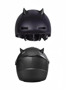 2pcs Black Red Bat Decoration Electric Car Helmet Decoration Random Sticking Motorcycle Helmet Devil Universal Horn - Black - View 5
