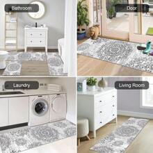 HEBE Vintage Kitchen Rug Sets 3 Piece With Runner Boho Kitchen Rugs And Mats Non Slip Kitchen Mats For Floor Washable Entrance Door Mat Carpet Runner Rugs For Hallways Kitchen Laundry Room - 花灰色 - 查看 5