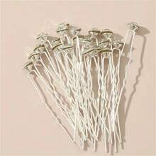 20 Stück/Set glitzernde Kristall Strass Haarspangen, U-förmige Haarnadeln, transparente Strass Braut Hochzeit Bouquet Haarzubehör, Sommer, Strand - Silber - Übersicht 4