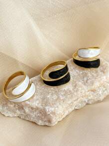 1pc Fashionable Vintage Stainless Steel Ring Plated With 18K Gold, Simple And Versatile, Suitable For Women, Mother\ Day, Christmas, Party And Gift Giving In Beach Style For Summer