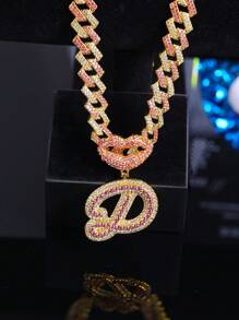 1 pieza Colgante de letra inicial A-Z Hip-Hop, enlace de cadena china unisex, collar Y2K de joyería perfecto para niñas como regalo para fiestas - 1003 - Ver 11