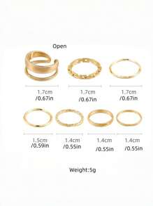 7pcs Minimalist Hollow Out Ring - Ring 7-piece Set - View 2