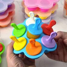 1pc 7-Cavity DIY Ice Cream Bar Silicone Mold Ice Cream Ball Maker Popsicle Mold Fruit Smoothie Kitchen Accessory Tool For Home Use - Blue - View 5