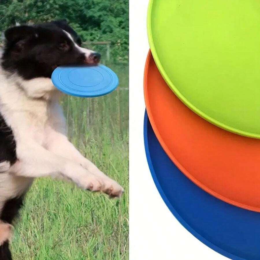 1pcs Dog Flying Discs, Flexible Rubber Interactive Fetch Toy, Teeth ...