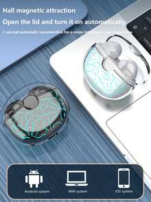 Transparent Cover Wireless BT Headset In-Ear Game Sports Touch ENC Noise Reduction Headset-Black - Black - View 5